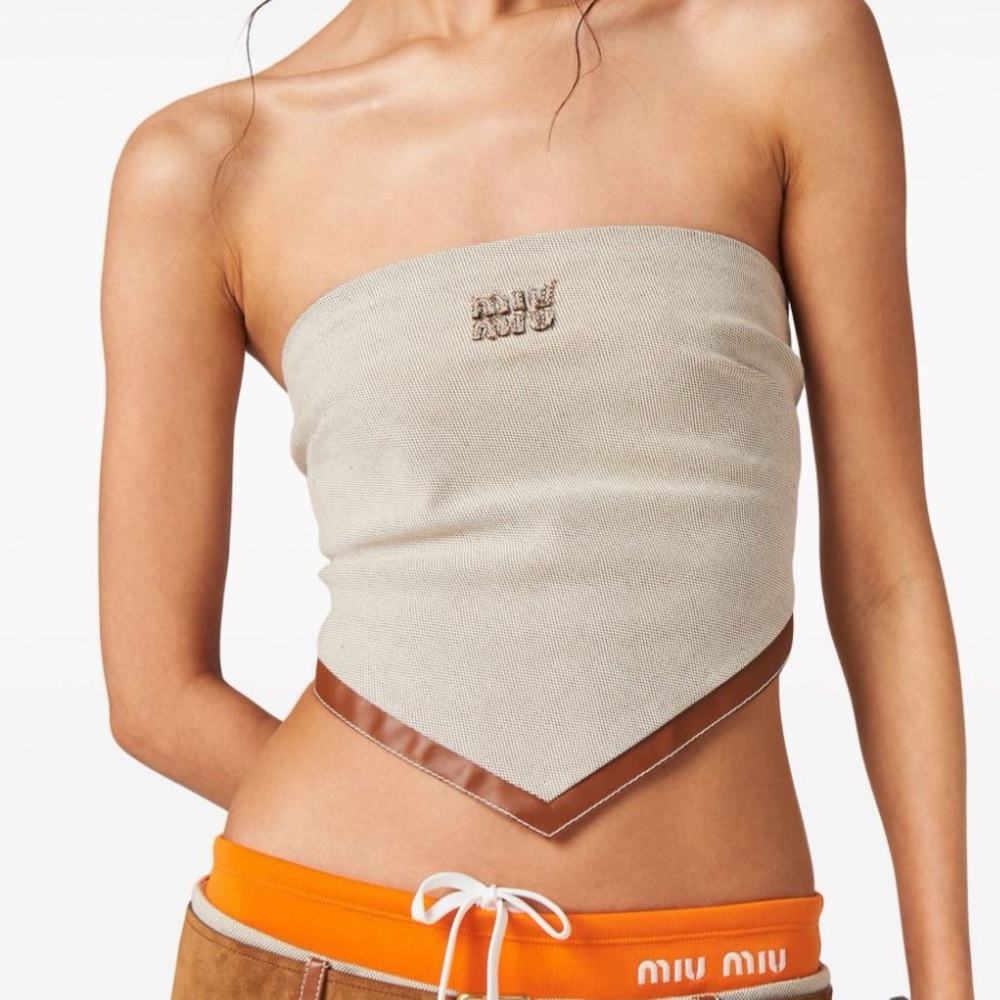 Miu miu logo embroidered top